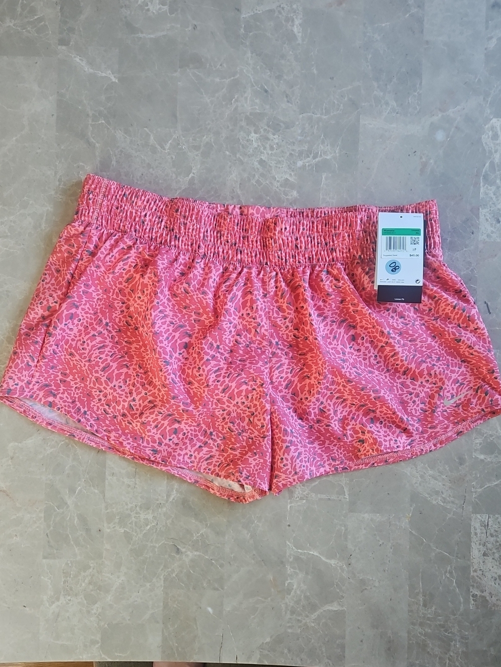 Super Cute Nike Pink And Green Leopard-Print Womens Xl Drifit Shorts